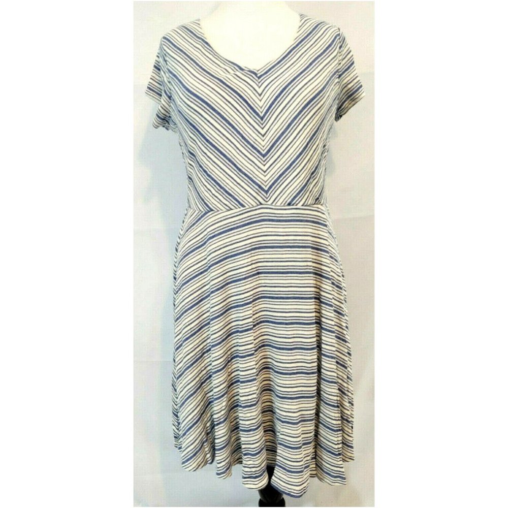 Dress Junior Plus 2X Chambray Blue Striped Stretch